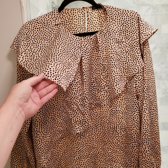 Silky blush dot asymmetric layer Zara Basic Blouse - Picture 4 of 5